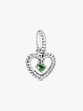 PandoraAugust Spring Green Beaded Heart Dangle Charm